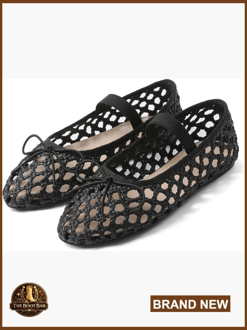 Women Woven Ballet Flats Round Toe Mary Janes Elastic Band